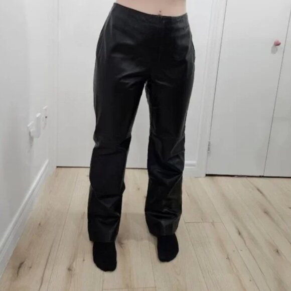 Vintage black genuine leather pant size 27 - Picture 2 of 9
